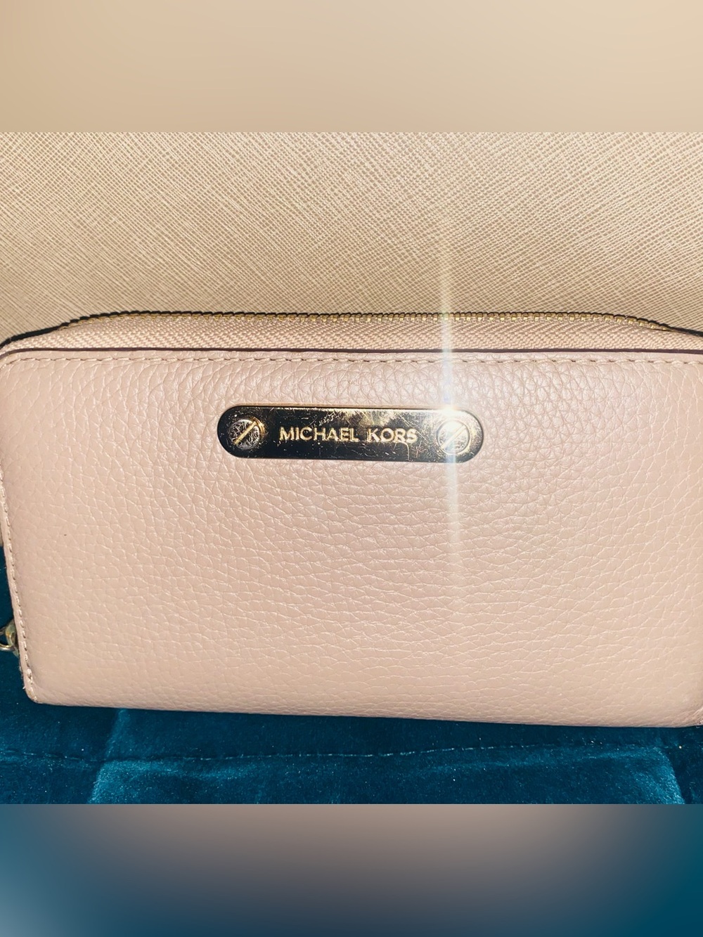 Michael Kors Pebbled Leather Tote And Wallet in Taupe - Picture 7 of 7